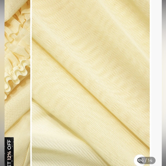 NWT Yellow Ruffle Trim Ruched Cut Out Maxi Dress - Picture 6 of 10